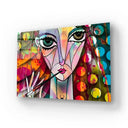 Cubism Woman Portrait Girl Design Glass Wall Art - DIY - CreoGlass®