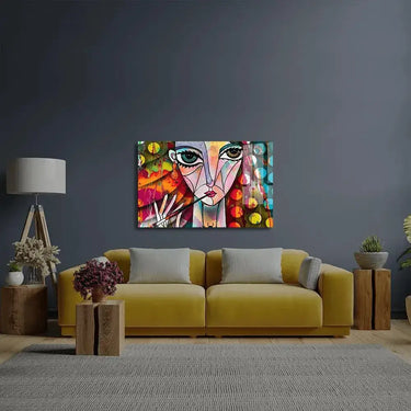 Cubism Woman Portrait Girl Design Glass Wall Art - DIY - CreoGlass®