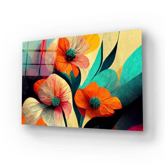 Flower Brush Line Art Glass Wall Art - DIY - CreoGlass®