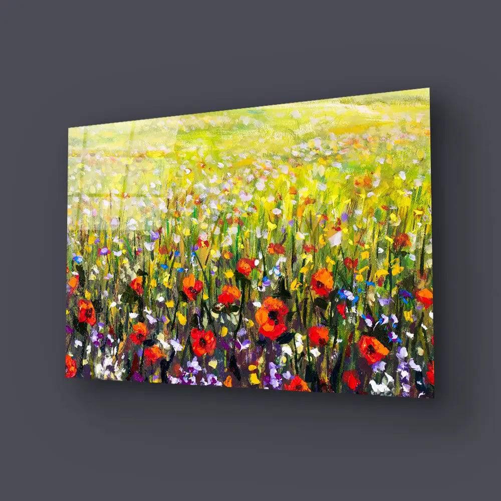 Flowers Red Poppies Glass Wall Art - DIY - CreoGlass®