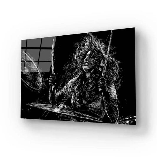 Girl Drummer Musician Rock Drummer Glass Wall Art - DIY - CreoGlass®