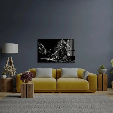 Girl Drummer Musician Rock Drummer Glass Wall Art - DIY - CreoGlass®
