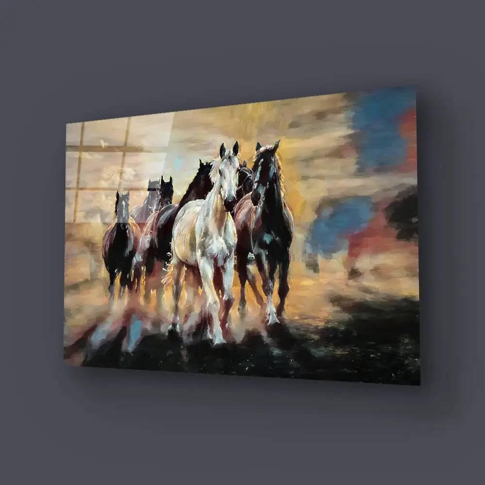 Herd Arabian Horses Glass Wall Art - DIY - CreoGlass®