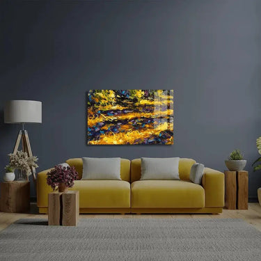 Impressionism Close Up Painting Sunny Autumn Road Glass Wall Art - DIY - CreoGlass®