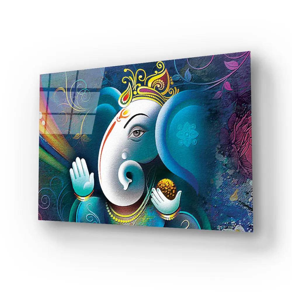 Lord Ganesha Abstract Decorative Background Glass Wall Art - DIY - CreoGlass®