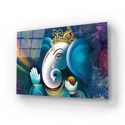 Lord Ganesha Abstract Decorative Background Glass Wall Art - DIY - CreoGlass®