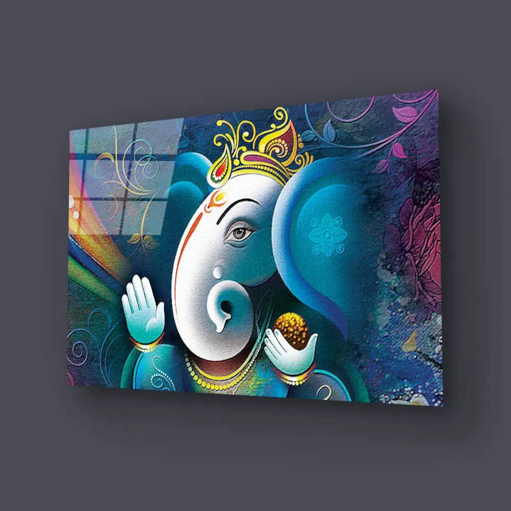 Lord Ganesha Abstract Decorative Background Glass Wall Art - DIY - CreoGlass®