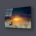 Man Cowl Magician Floating Ship Clouds Sunset Sky Stars Glass Wall Art - DIY - CreoGlass®