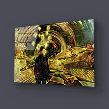 Man Surreal Desert Chess Pieces Glass Wall Art - DIY - CreoGlass®