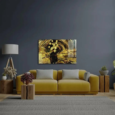 Man Surreal Desert Chess Pieces Glass Wall Art - DIY - CreoGlass®