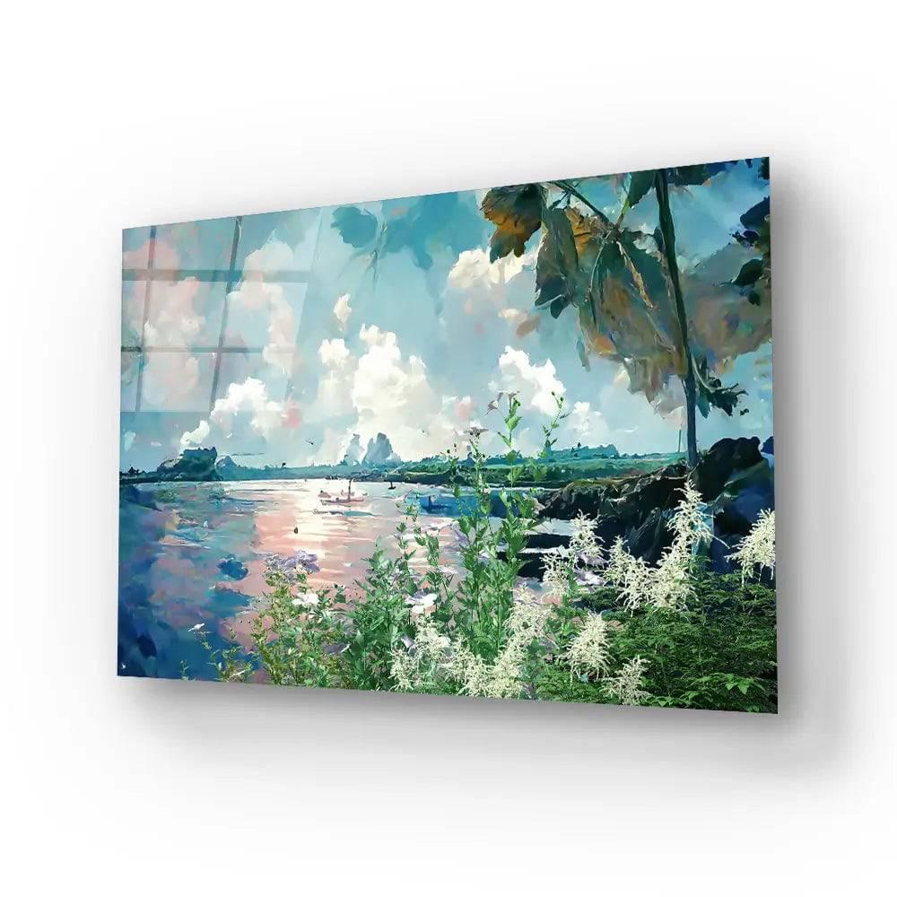 Oil Painting Landscape Lake View Forest Glass Wall Art - DIY - CreoGlass®