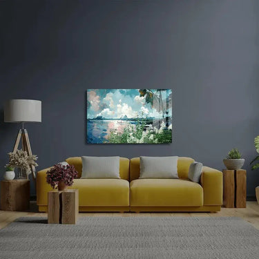 Oil Painting Landscape Lake View Forest Glass Wall Art - DIY - CreoGlass®