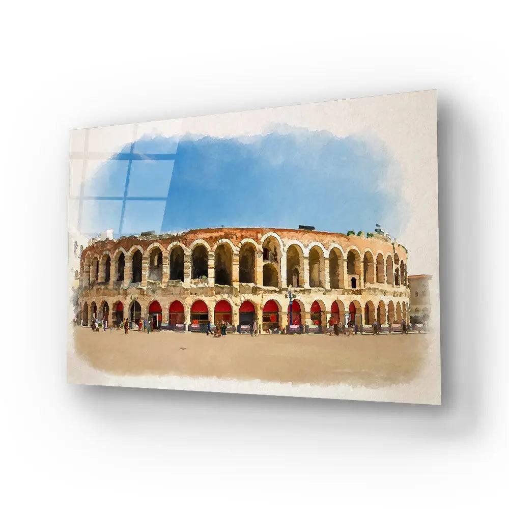 Piazza Bra Square Roman Amphitheatre Arena Sunny Day Glass Wall Art - DIY - CreoGlass®
