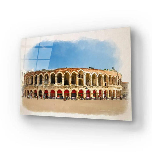Piazza Bra Square Roman Amphitheatre Arena Sunny Day Glass Wall Art - DIY - CreoGlass®
