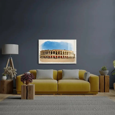 Piazza Bra Square Roman Amphitheatre Arena Sunny Day Glass Wall Art - DIY - CreoGlass®