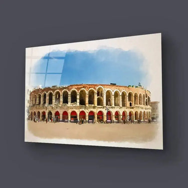 Piazza Bra Square Roman Amphitheatre Arena Sunny Day Glass Wall Art - DIY - CreoGlass®