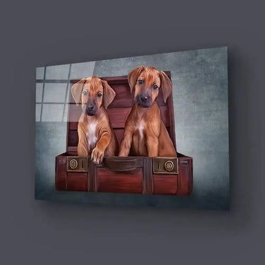 Puppies Rhodesian Ridgeback Glass Wall Art - DIY - CreoGlass®