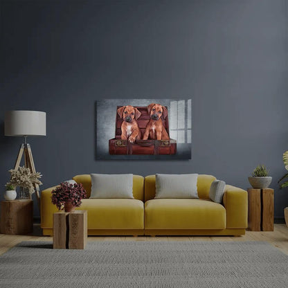 Puppies Rhodesian Ridgeback Glass Wall Art - DIY - CreoGlass®