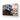 Abstract art glass panel with bold red, black, and blue strokes for modern interior decor