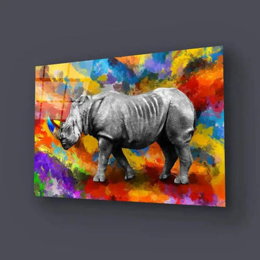 Rhinoceros Colorful Glass Wall Art - DIY - CreoGlass®