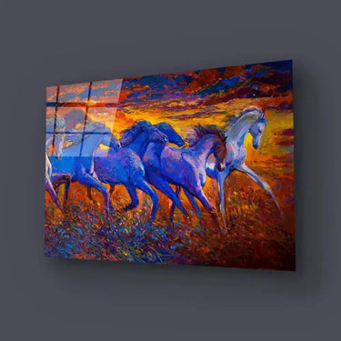 Running Horses Glass Wall Art - Landscape Sizes - DIY - CreoGlass®