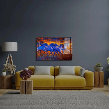 Running Horses Glass Wall Art - Landscape Sizes - DIY - CreoGlass®
