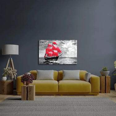 Scarlet Sails Ship Ocean Glass Wall Art - DIY - CreoGlass®