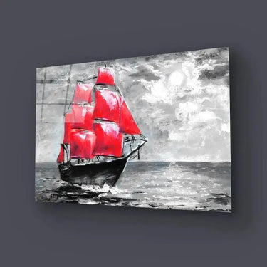 Scarlet Sails Ship Ocean Glass Wall Art - DIY - CreoGlass®