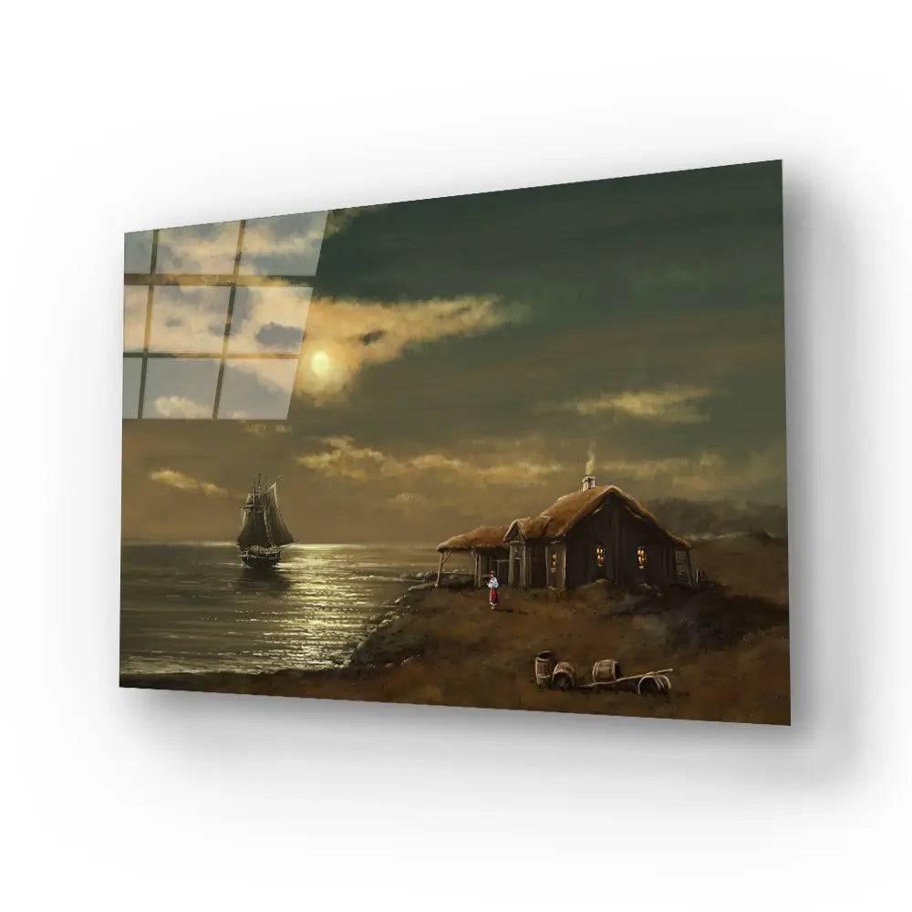 Sea Landscape Illustration Glass Wall Art - DIY - CreoGlass®