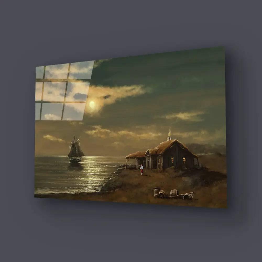 Sea Landscape Illustration Glass Wall Art - DIY - CreoGlass®