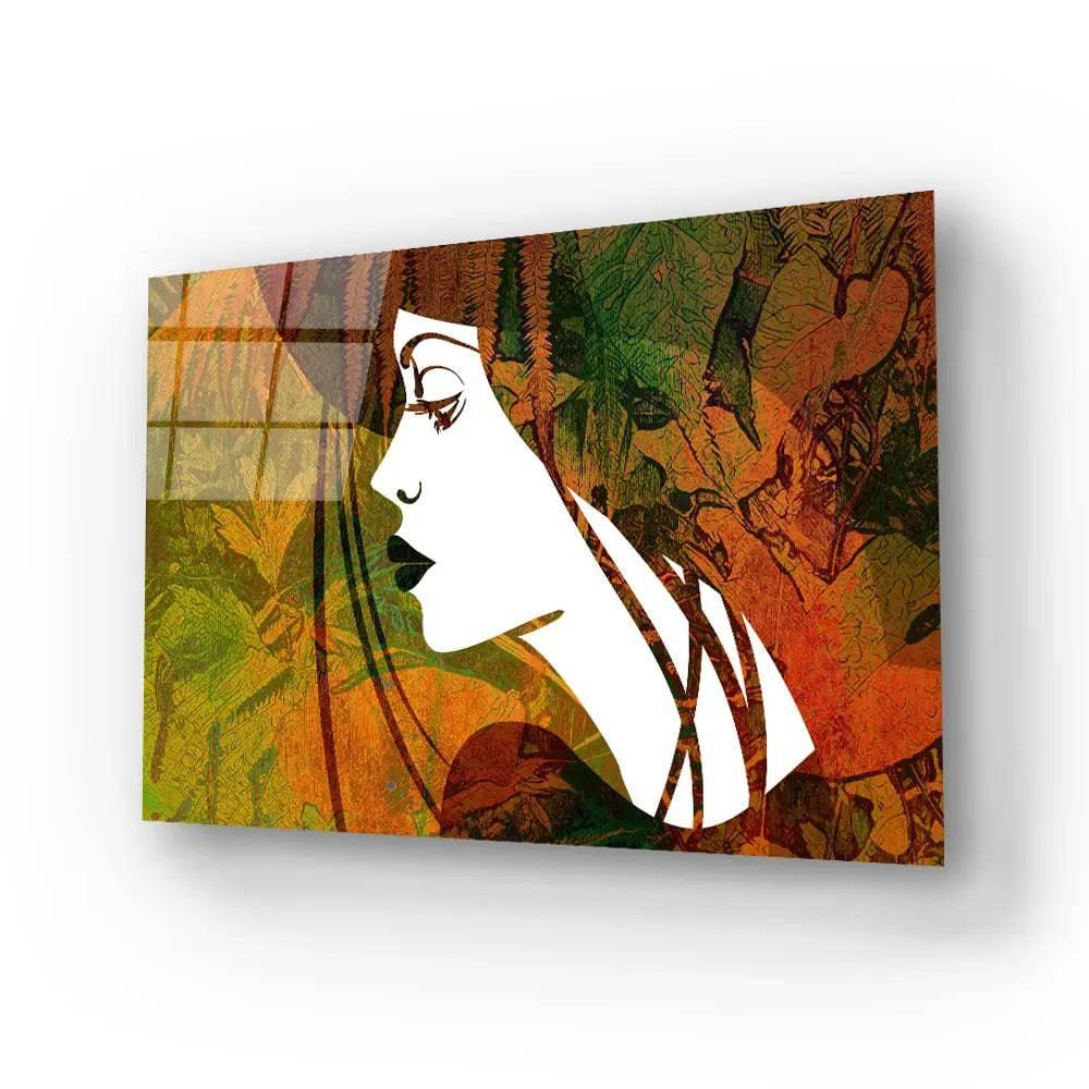 Sketched Beautiful Girl Face Profile Glass Wall Art - DIY - CreoGlass®