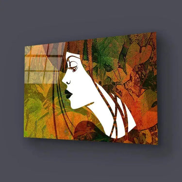 Sketched Beautiful Girl Face Profile Glass Wall Art - DIY - CreoGlass®