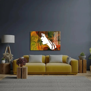 Sketched Beautiful Girl Face Profile Glass Wall Art - DIY - CreoGlass®