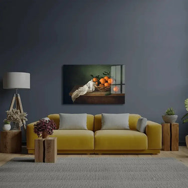 Still Life Mandarins Drapery Glass Wall Art - DIY - CreoGlass®