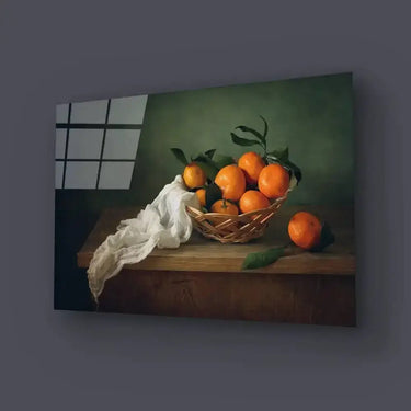 Still Life Mandarins Drapery Glass Wall Art - DIY - CreoGlass®