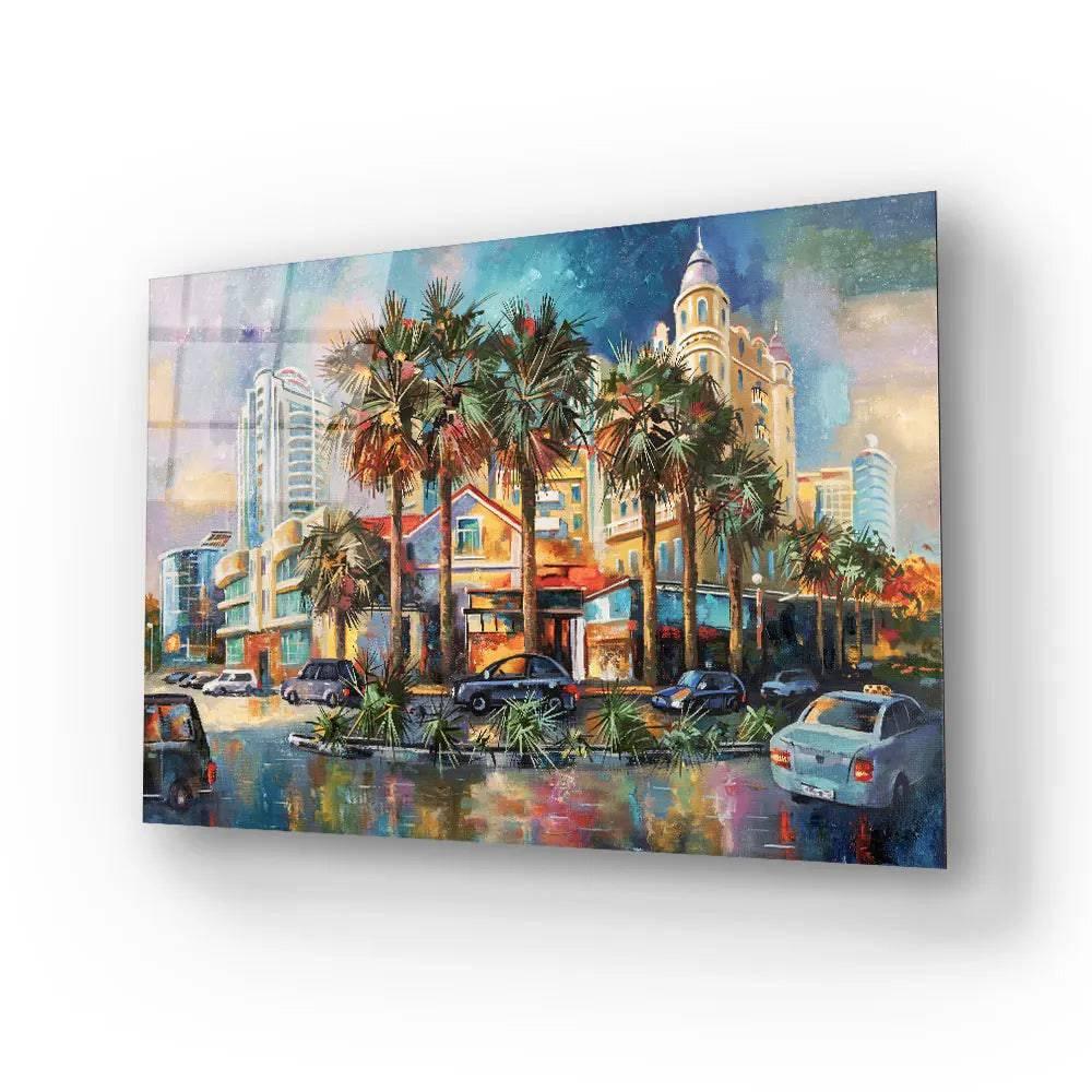 Street After Rain Beloved City Sochi Glass Wall Art - DIY - CreoGlass®