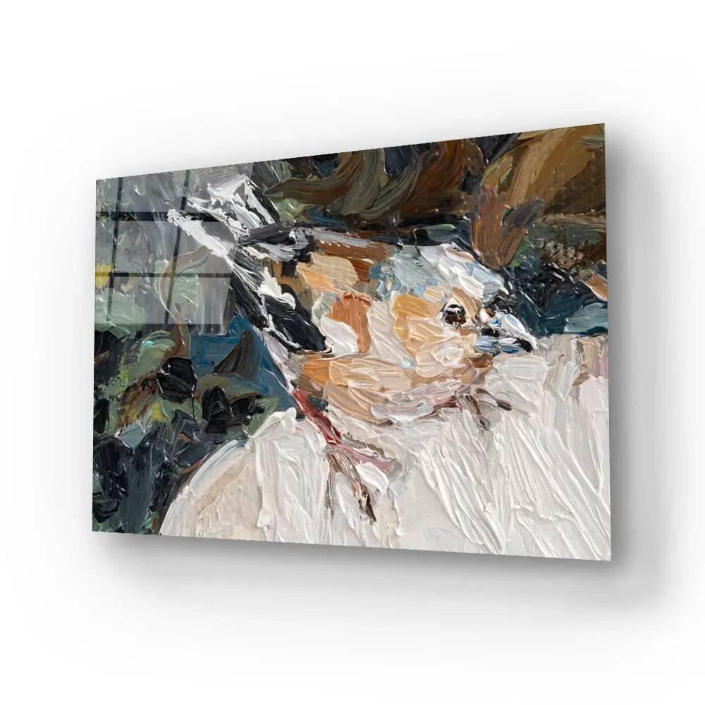 The Girl Lies Grass A Bird Sits Woman's Shoulder Glass Wall Art - DIY - CreoGlass®