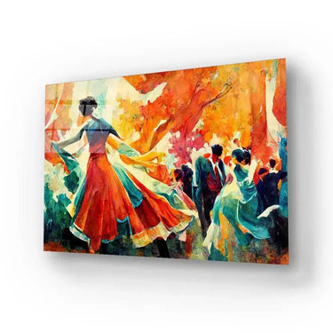 Traditional Folk Dance Woman Dancing Big Hall Glass Wall Art - DIY - CreoGlass®
