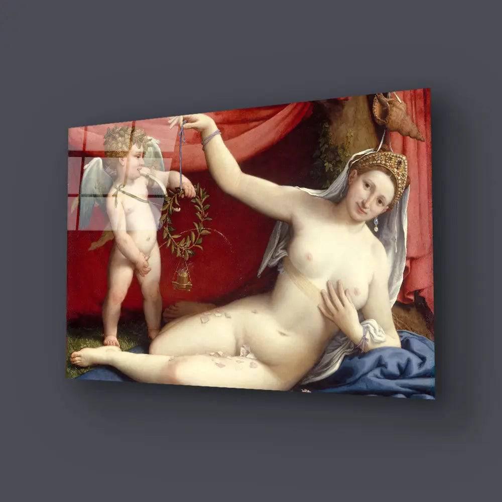 Venus Cupid Italian Renaissance Glass Wall Art - DIY - CreoGlass®
