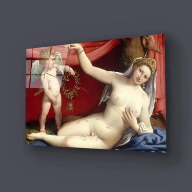 Venus Cupid Italian Renaissance Glass Wall Art - DIY - CreoGlass®