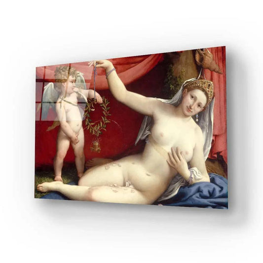 Venus Cupid Italian Renaissance Glass Wall Art - DIY - CreoGlass®