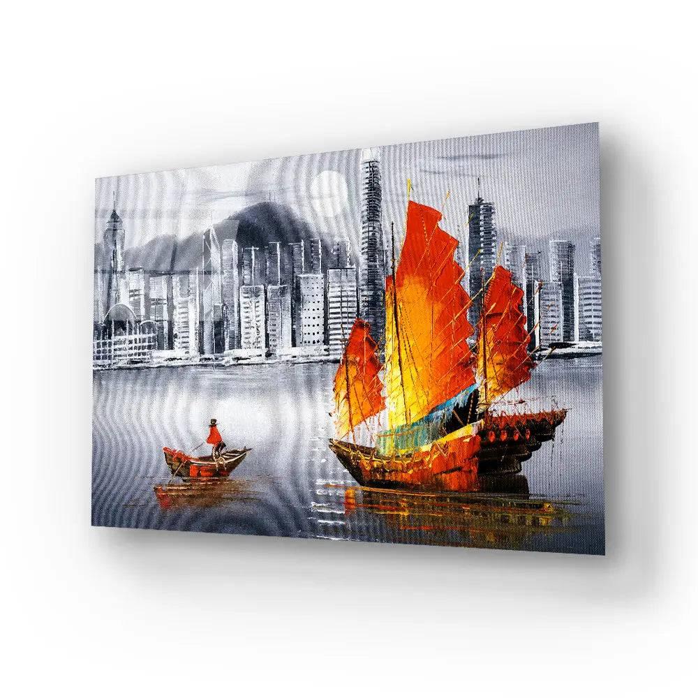 Victoria Harbor Hong Kong Glass Wall Art - DIY - CreoGlass®