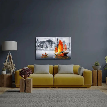 Victoria Harbor Hong Kong Glass Wall Art - DIY - CreoGlass®