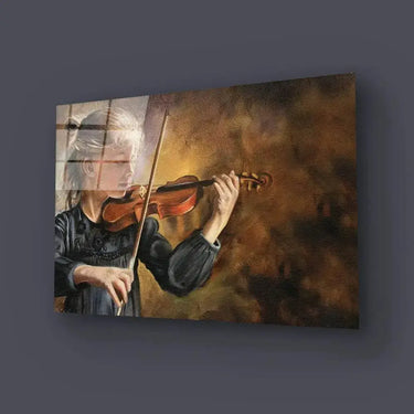 Violin Player Torn Edges Glass Wall Art - DIY - CreoGlass®