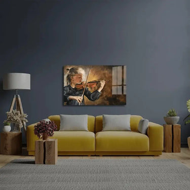 Violin Player Torn Edges Glass Wall Art - DIY - CreoGlass®