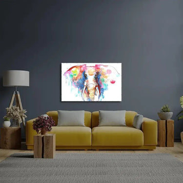 Watercolor Elephant White Background Glass Wall Art - DIY - CreoGlass®