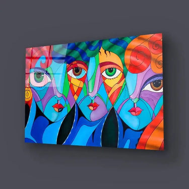 Woman Cubism Face Girl Portrait Glass Wall Art - DIY - CreoGlass®