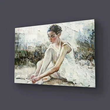Young Beautiful Girl Ballerina Lush White Tutu Glass Wall Art - DIY - CreoGlass®