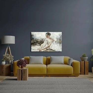 Young Beautiful Girl Ballerina Lush White Tutu Glass Wall Art - DIY - CreoGlass®