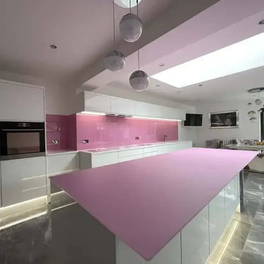 Pink Plain Colour 10mm Scratch Resistant Glass Worktop - CreoGlass®